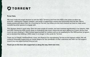 Torrent heeft besloten om de Halo Championship Series te verlaten